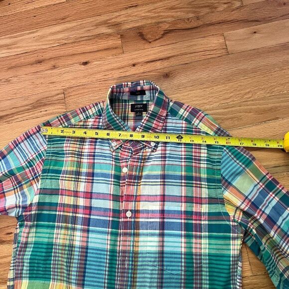 J crew cotton summer plaid button‎ down long sleeve shirt small wedding green - Picture 6 of 9